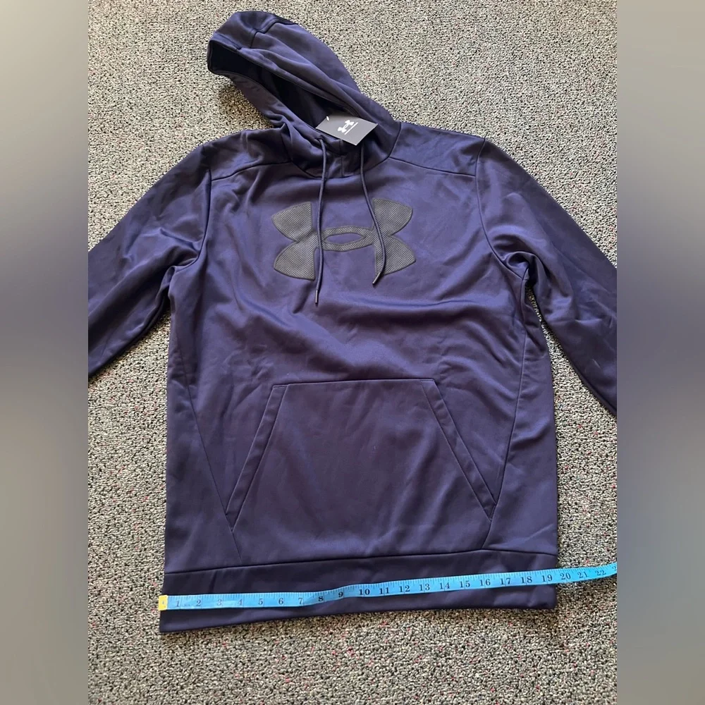 NWT UNDER ARMOUR Baby Blue Fleece Big Logo Lightweight Stretch Hoodie Sweatshirt